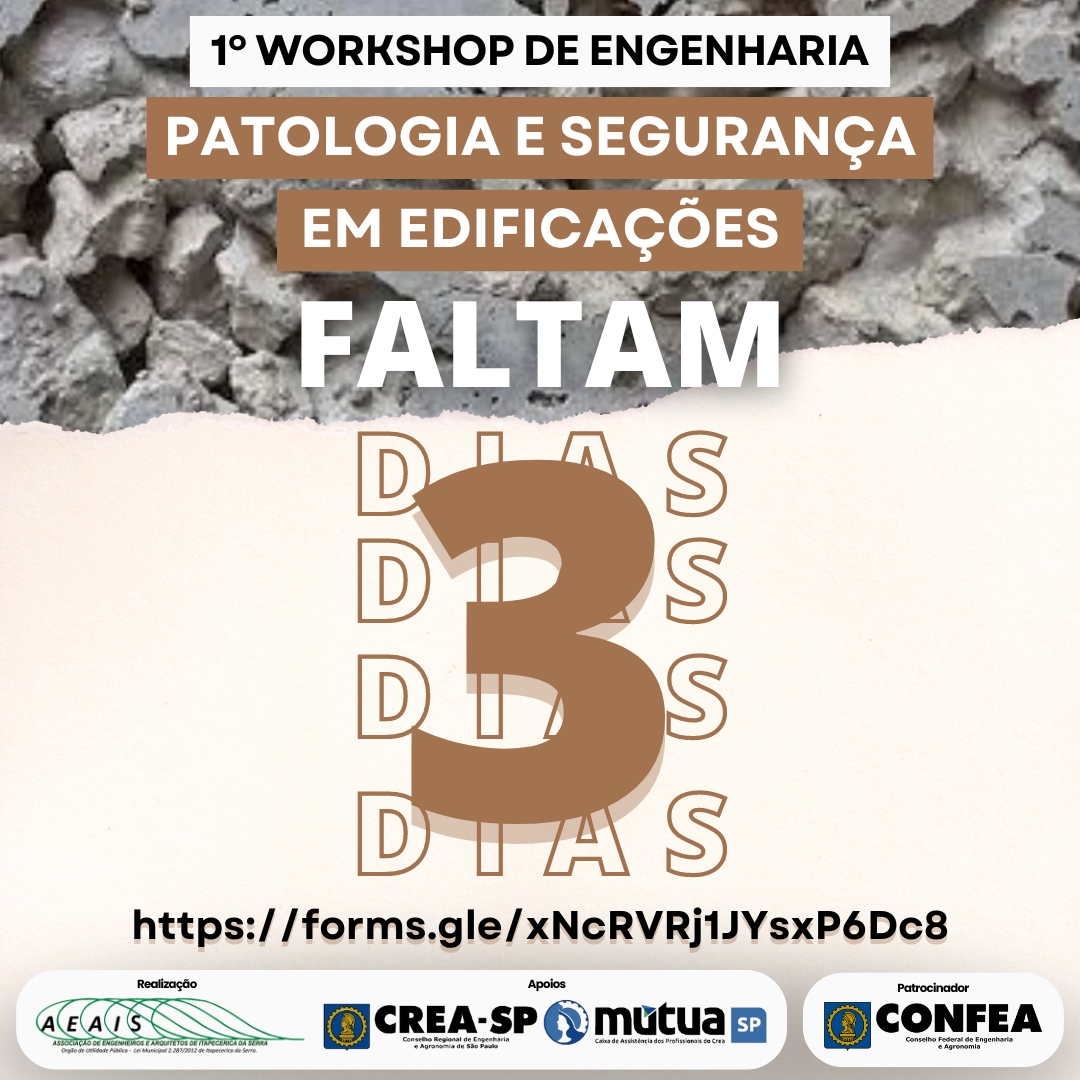 1º Workshop de Engenharia 14/09/2024 Inscreva-se: https://forms.gle/xNcRVRj1JYsxP6Dc8